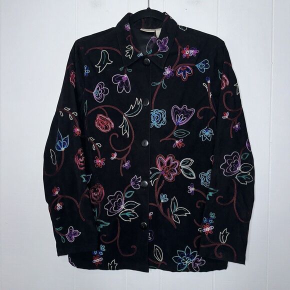 Koret Women’s Vintage Floral Embroidered Jacket Black Boho Size Small - Picture 1 of 5